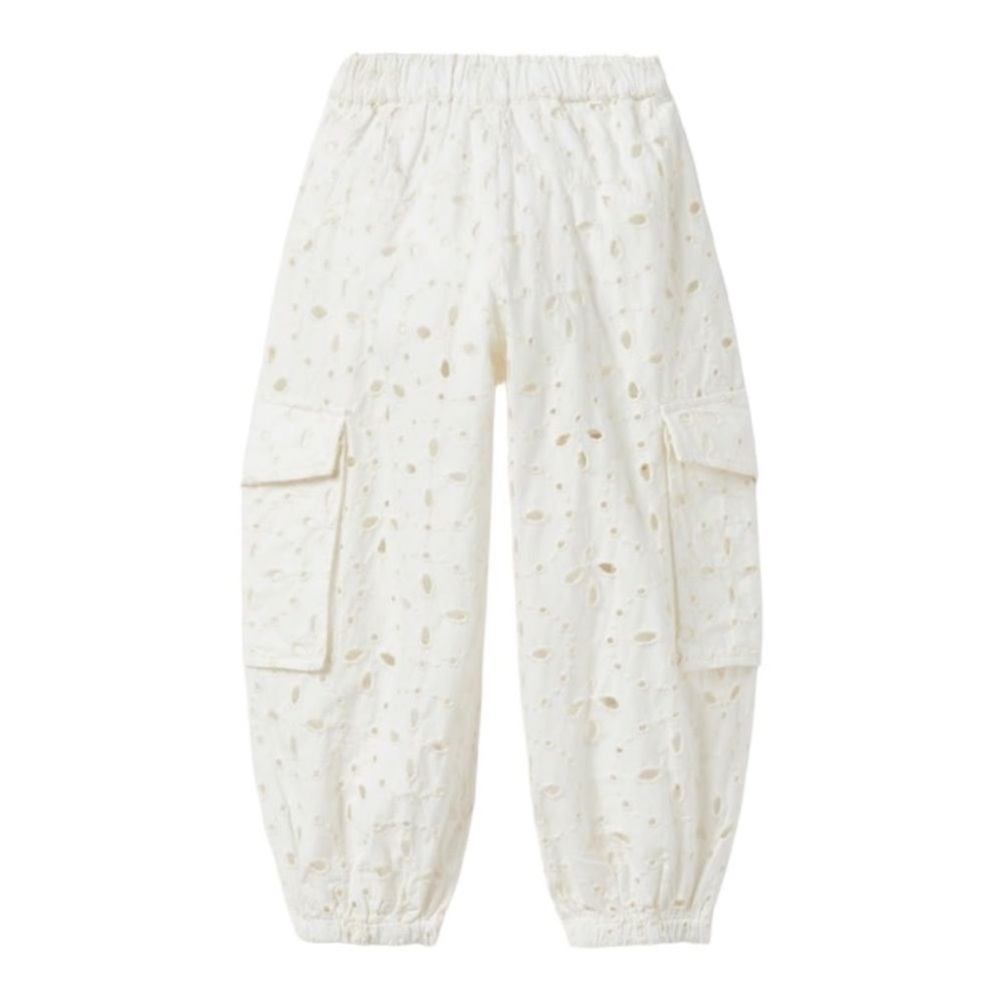 Zara Cream Eyelet Cargo Joggers